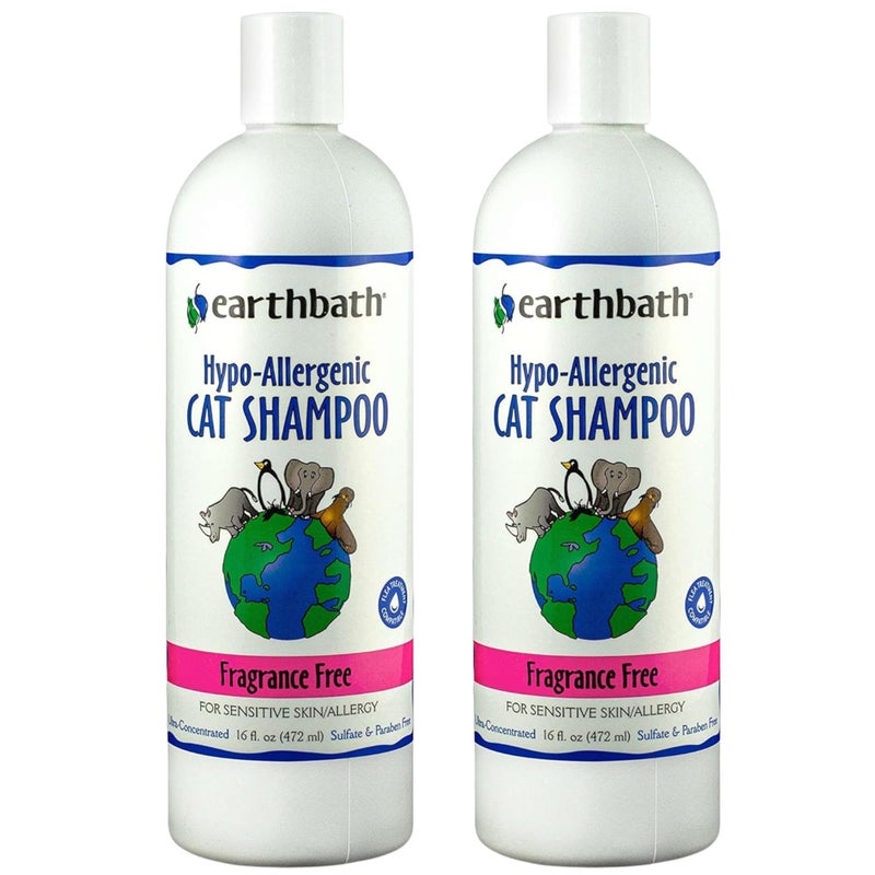 earthbath, Hypoallergenic Cat Shampoo - Fragrance Free Cat Shampoo for Allergies and Itching, Made in USA, Cruelty Free Cat Wash, Gentle & Soothing Kitty Shampoo - 16 Oz (2 Pack) - Image 1